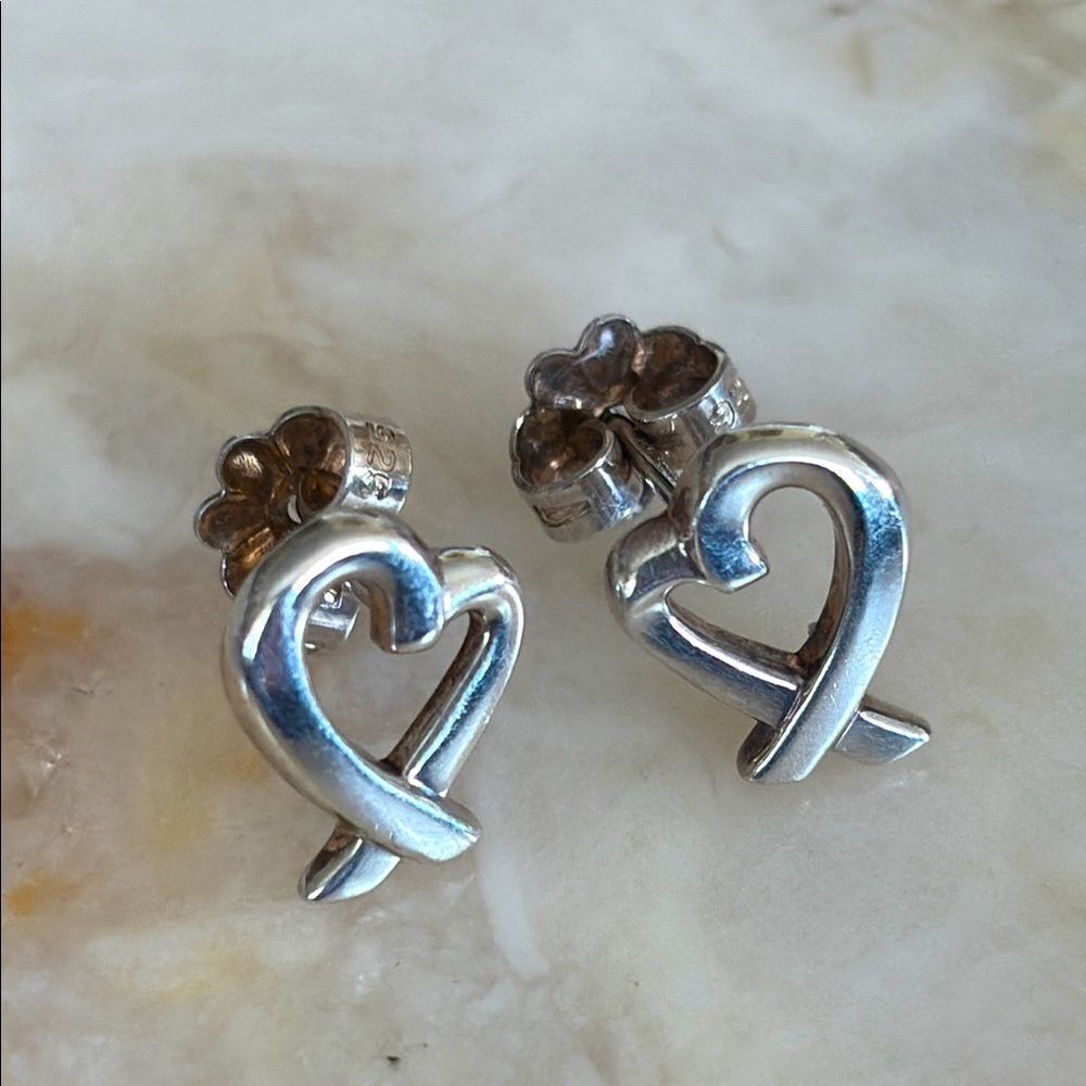 Tiffany & Co. Paloma Picasso Loving Heart Earrings Sterling Silver